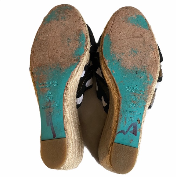 Stubbs & Wootton Black and White Espadrille Wedges main image 4